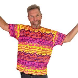 Vintage 80s OP Ocean Pacific Neon New Wave Surf T-Shirt, Made in the USA Medium